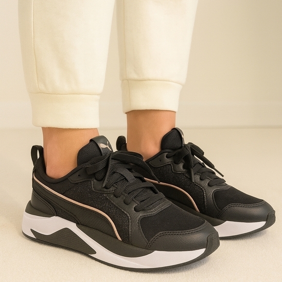 Puma Shoes - Puma Black and Rose Gold Sneakers – Stylish and Sporty